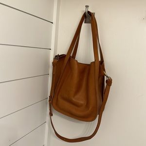 Madewell Medium Leather Transport Tote, English saddle
